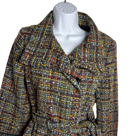 Zara Women’s Multicolor Tweed Belted Jacket Size Medium Made in Spain - Picture 2 of 10